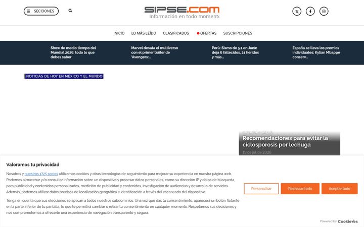 Screenshot of sipse.com