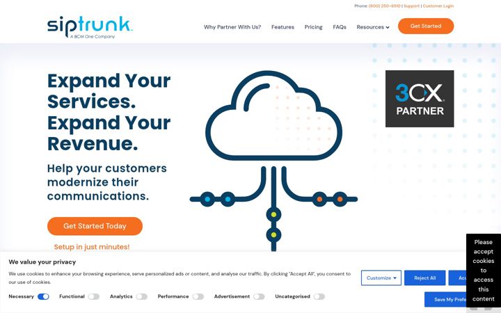 Screenshot of siptrunk.com