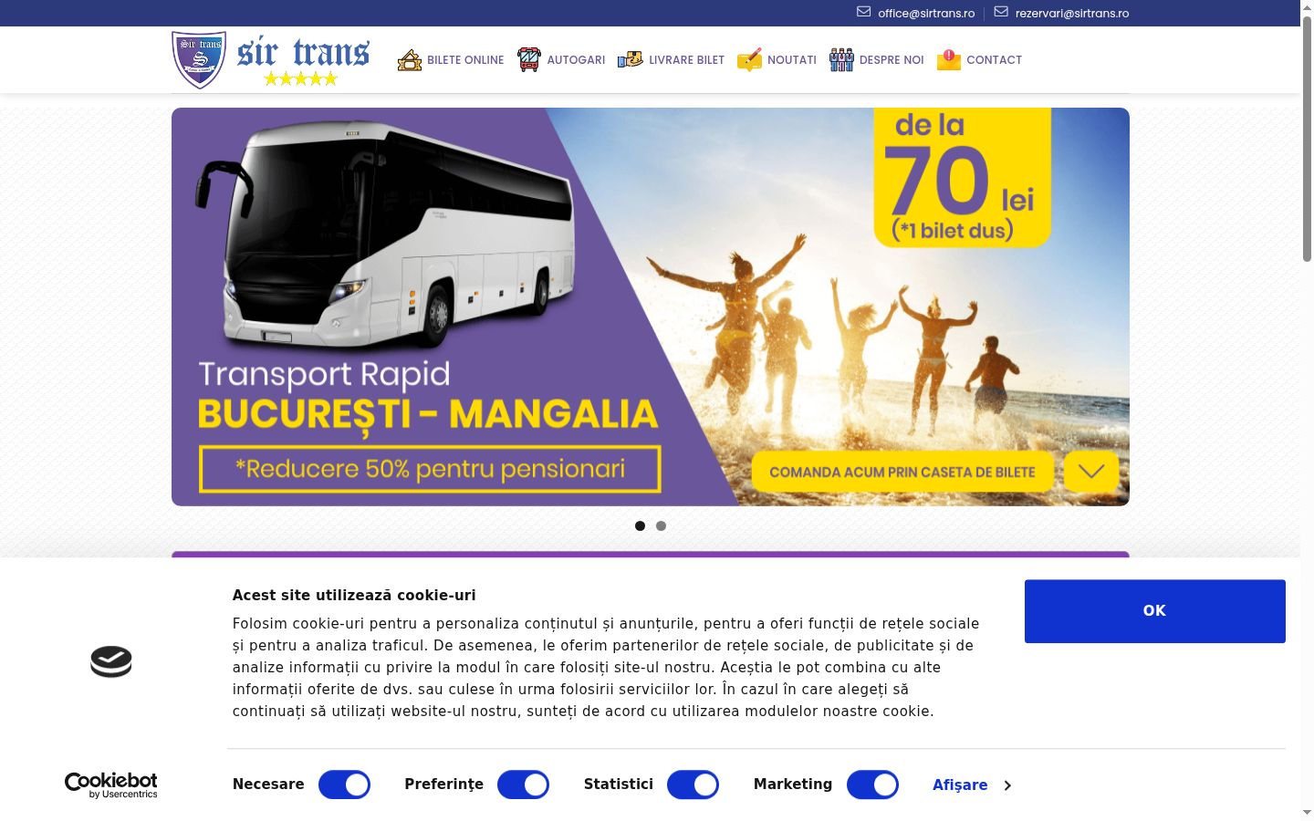 Captură de ecran a bannerului de consimțământ afișat înainte de orice interacțiune