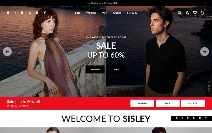 Snímek obrazovky sisley.com