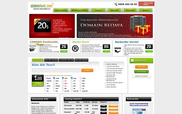 Screenshot of sistemhost.com