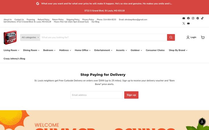 Screenshot of sitandsleep4less.com