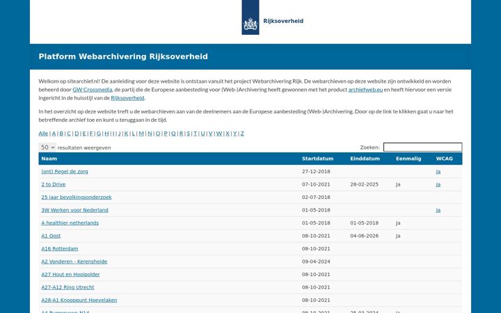 Screenshot of sitearchief.nl