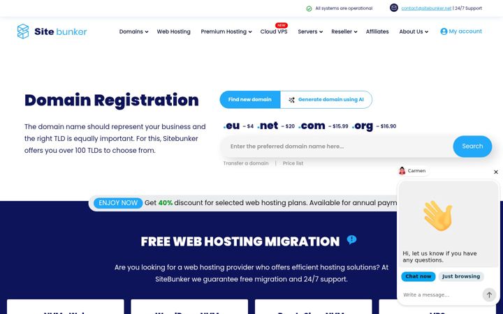 Screenshot of sitebunker.net