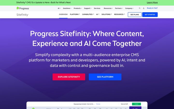 Posnetek zaslona sitefinity.com