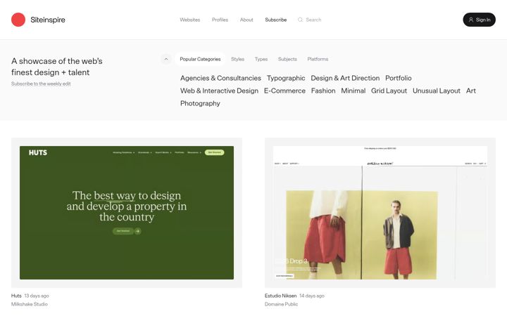 Screenshot of siteinspire.com