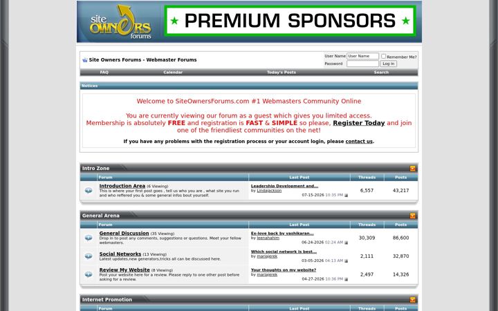 Screenshot of siteownersforums.com