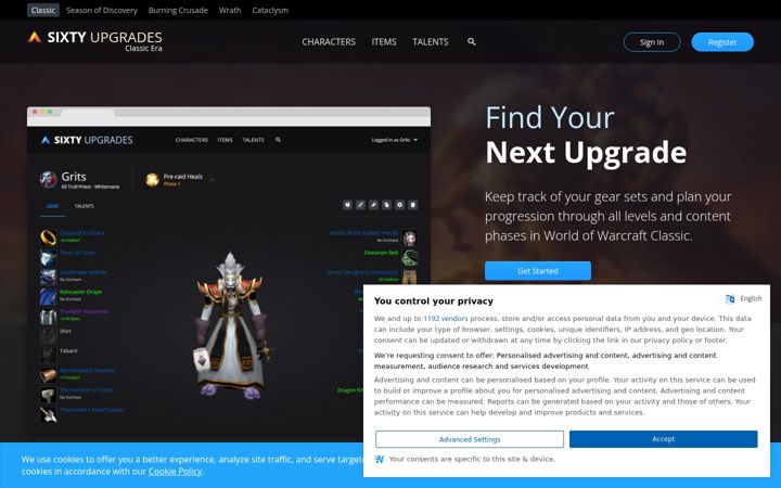Screenshot of sixtyupgrades.com