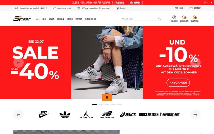 Screenshot of sizeer.de