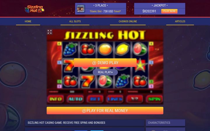 Skjermbilde av sizzlinghot-slot.com