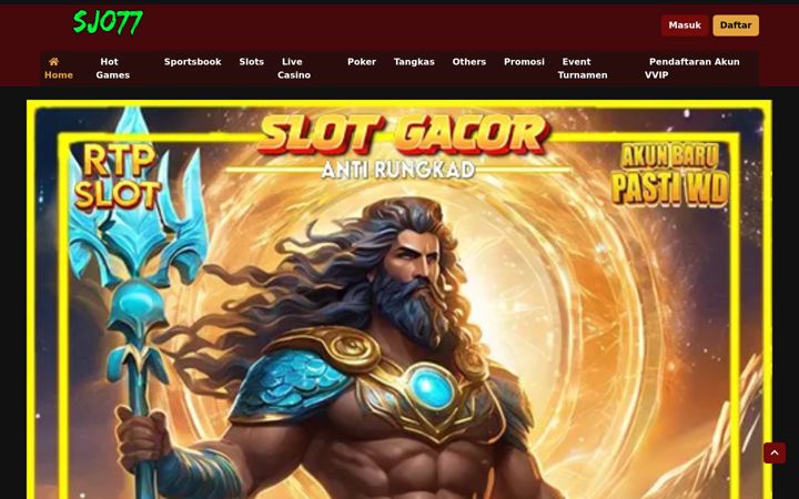 Screenshot stránky sjo77slot.net