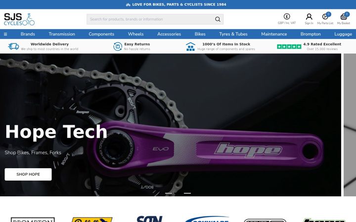 Screenshot of sjscycles.co.uk