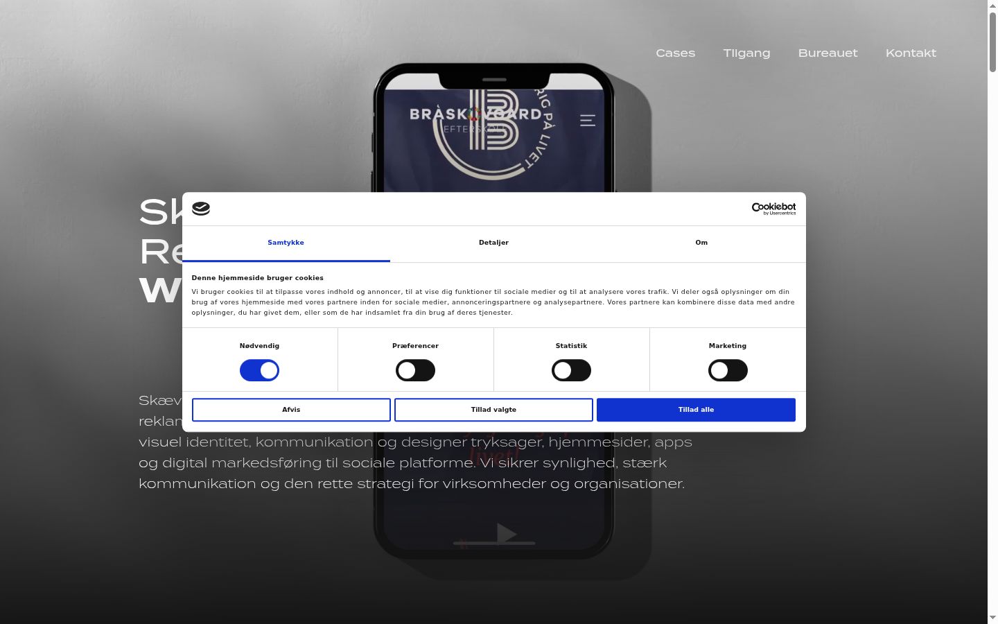 Screenshot del banner di consenso mostrato prima di qualsiasi interazione
