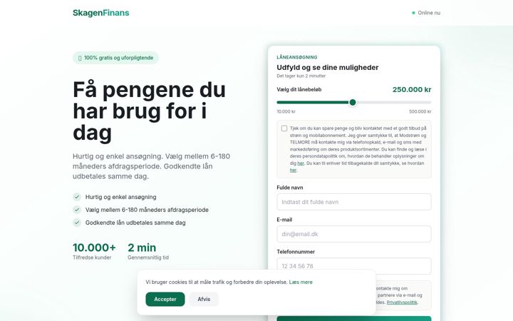 Screenshot of skagenfinans.dk