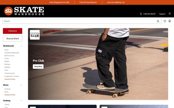 Screenshot of skatewarehouse.com
