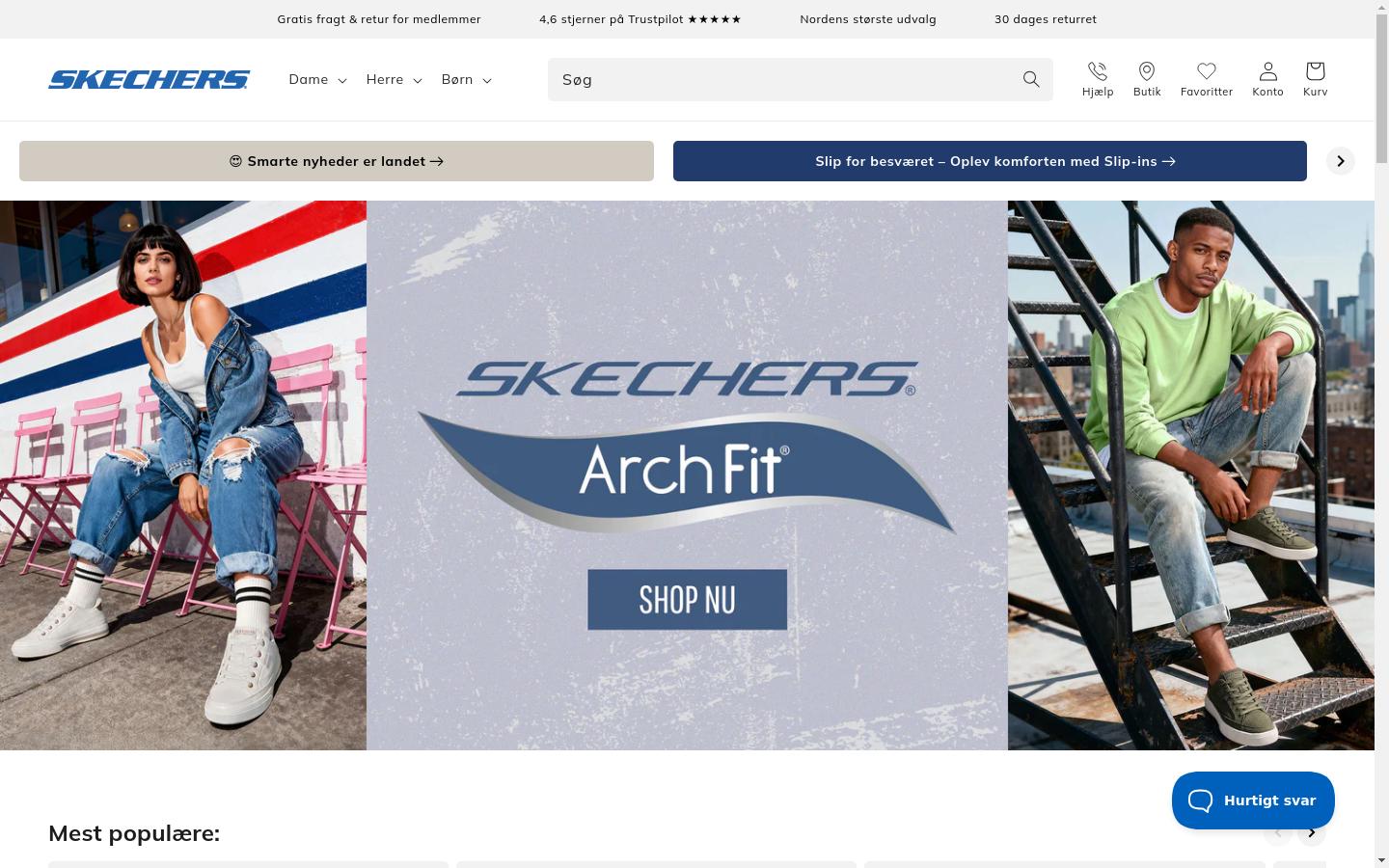 Screenshot of skechers.dk