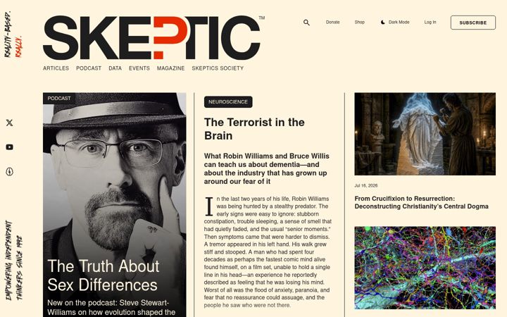 Posnetek zaslona skeptic.com