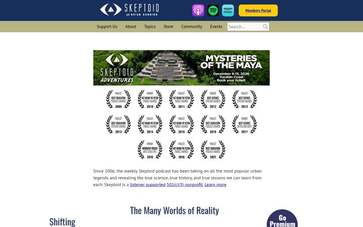 Screenshot of skeptoid.com