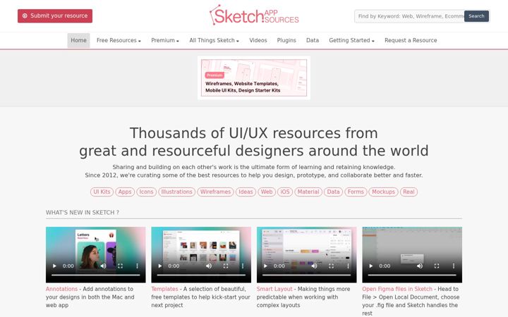 Screenshot von sketchappsources.com