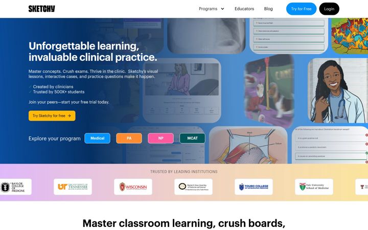 Screenshot of sketchy.com