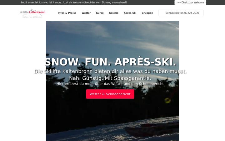 Screenshot of skilifte-kaltenbronn.de