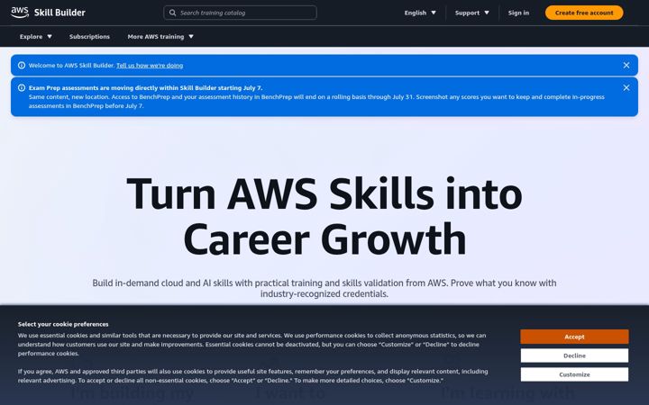 Screenshot of skillbuilder.aws