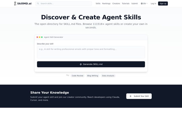 Screenshot of skillmd.ai