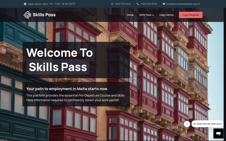 Screenshot of skillspass.org.mt