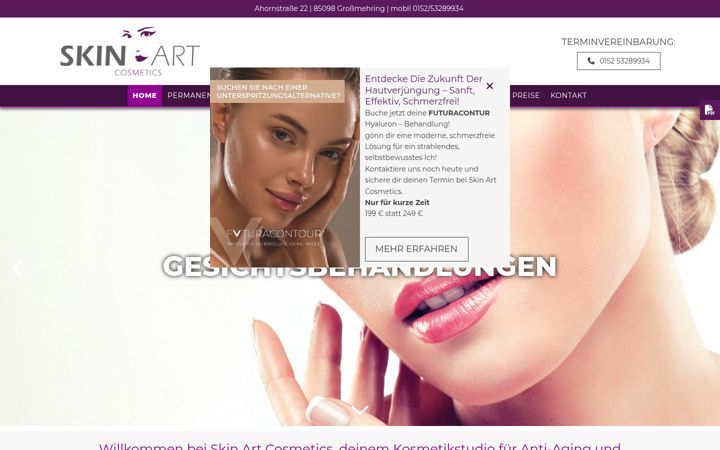 Screenshot of skinart-cosmetics.de