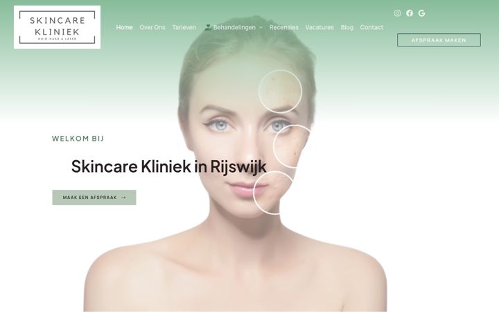 Ekrano kopija skincarekliniek.nl