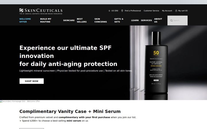 Screenshot of skinceuticals.com
