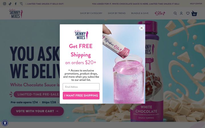 Екранна снимка на skinnymixes.com