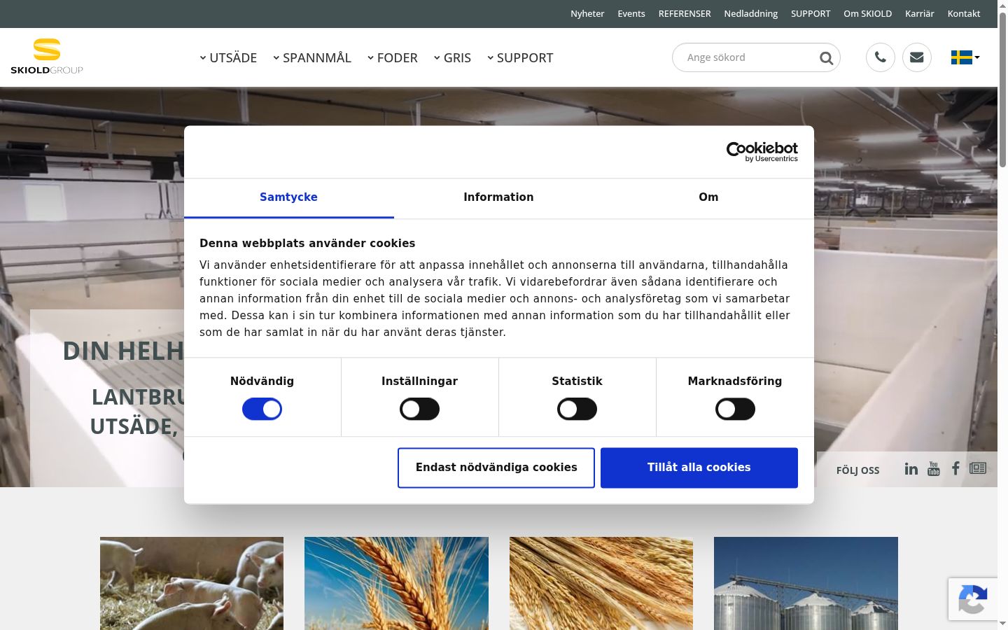 Captura de pantalla del banner de consentimiento mostrado antes de cualquier interacción