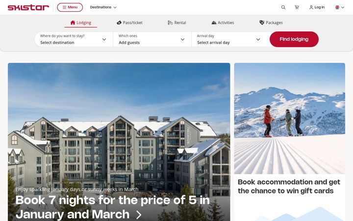 Screenshot of skistar.com
