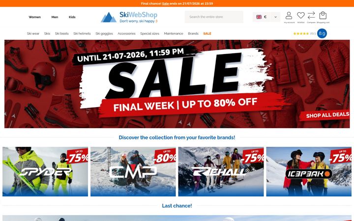 Screenshot of skiwebshop.com