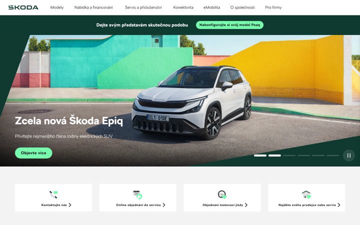 Snímek obrazovky skoda-auto.cz