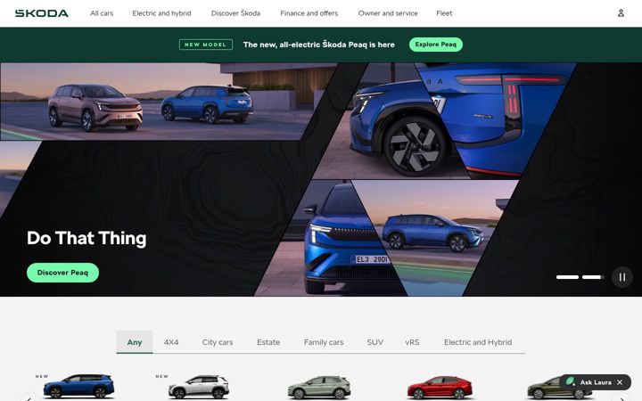 Captură de ecran a skoda.co.uk