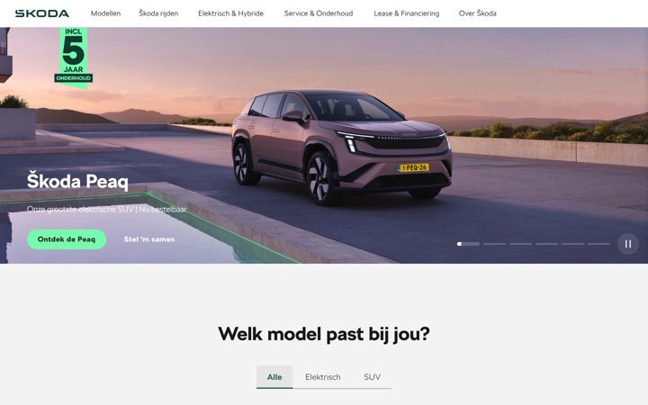 Screenshot of skoda.nl