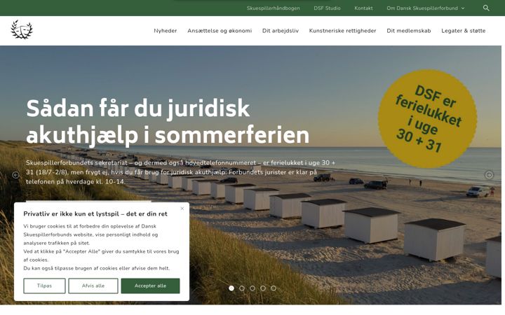 Kuvakaappaus sivustosta skuespillerforbundet.dk