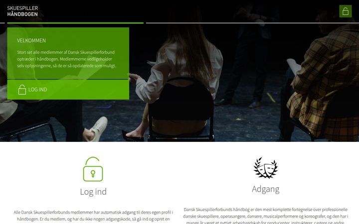 Kuvakaappaus sivustosta skuespillerhaandbogen.dk