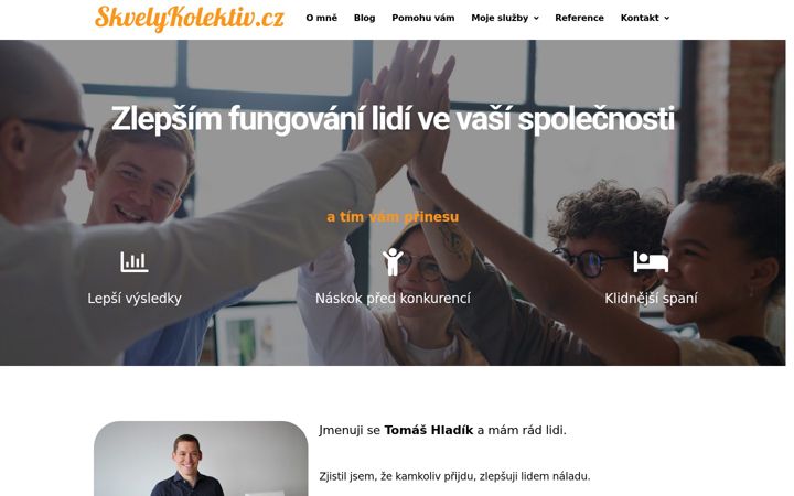 Screenshot stránky skvelykolektiv.cz