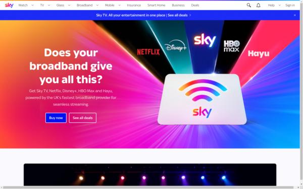 Screenshot of sky.com