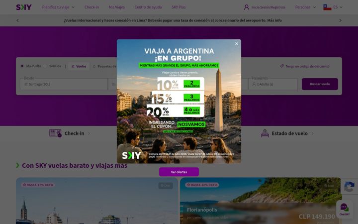 Screenshot του skyairline.com