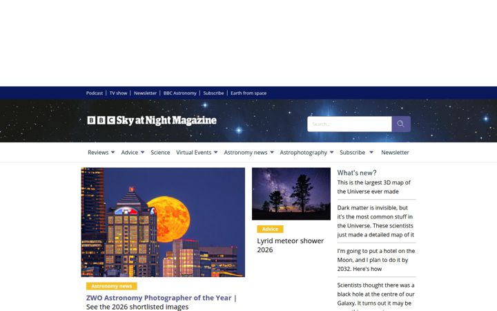 Screenshot stránky skyatnightmagazine.com
