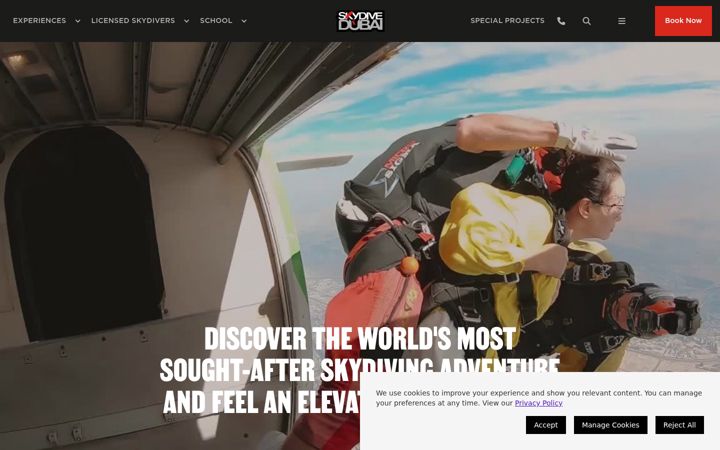 Screenshot of skydivedubai.ae