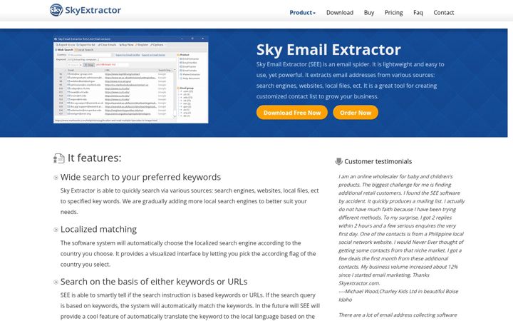 Screenshot van skyextractor.com
