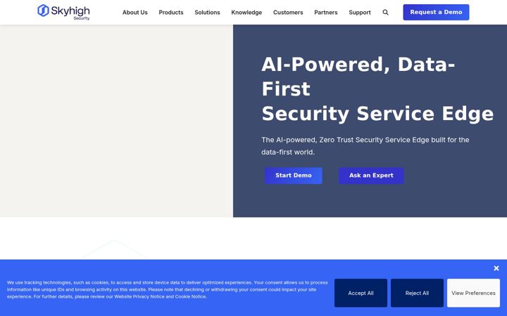 Captură de ecran a skyhighsecurity.com