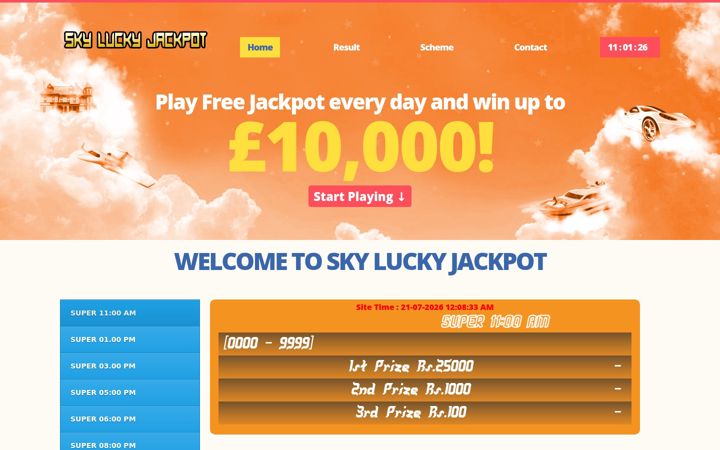 Screenshot of skyluckyjackpot.com