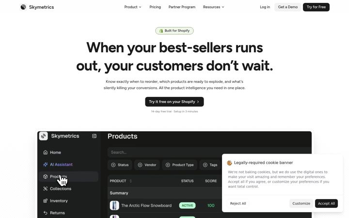 Екранна снимка на skymetrics.co