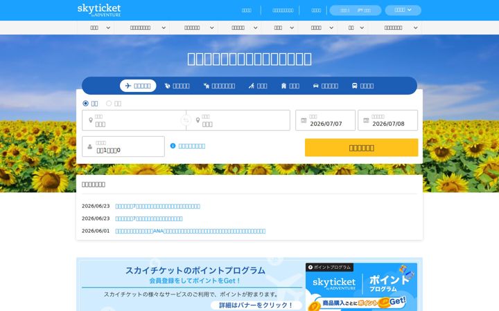 Screenshot of skyticket.jp